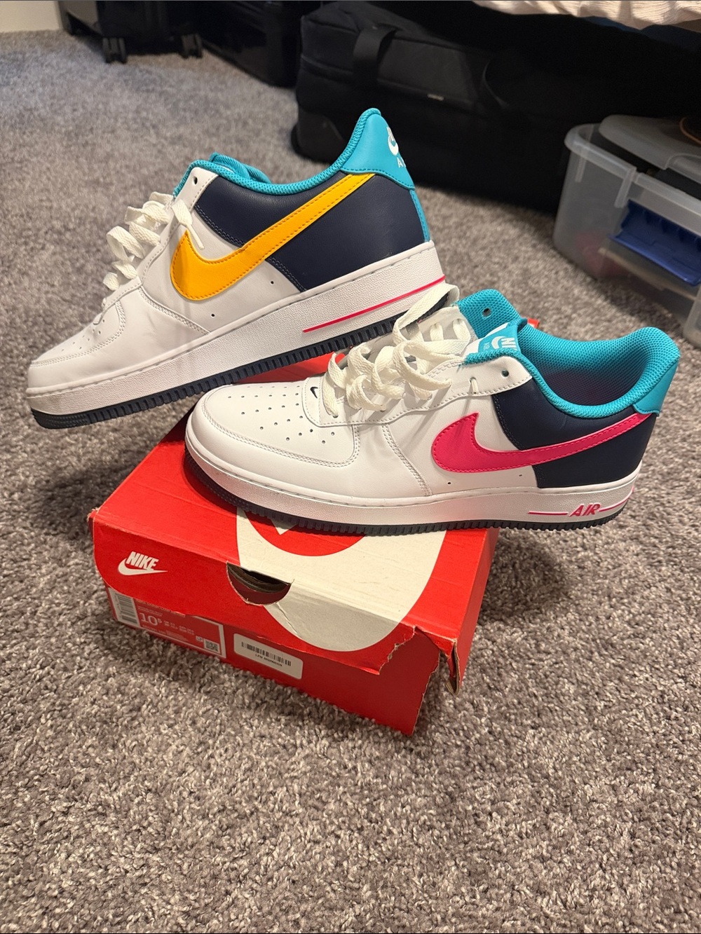 Nike  Low-Top Sneakers - White with Pink, Yellow & Teal Accents